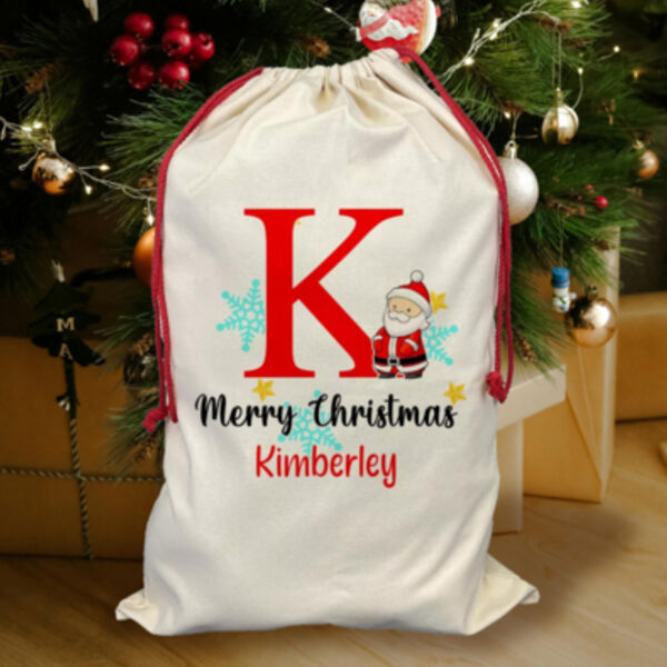 Personalised Red Initial Santa Sack Thumbnail