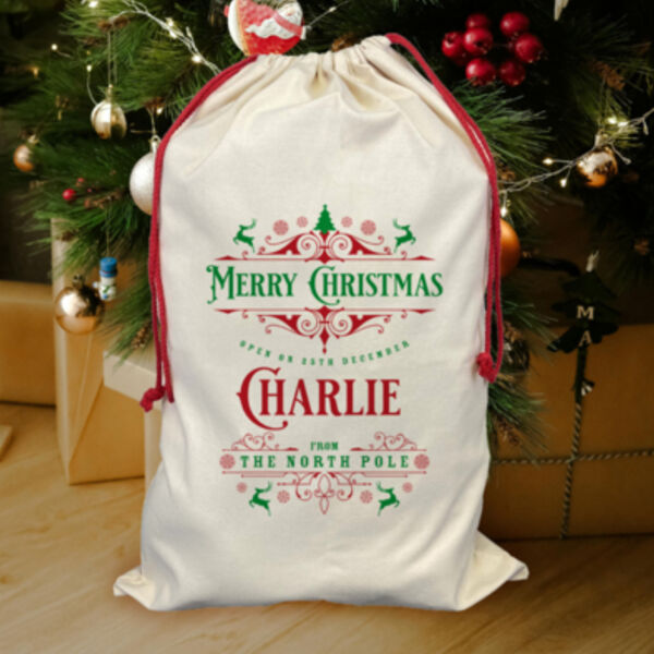 Personalised Merry Christmas from North Pole Sack Thumbnail