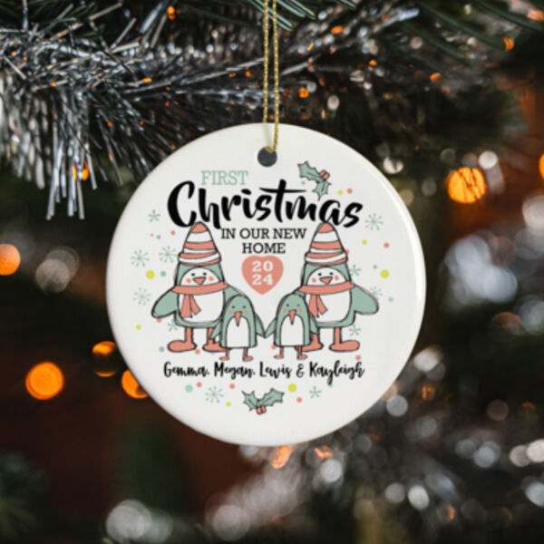 Personalised First Christmas Decoration Penguin Family Thumbnail