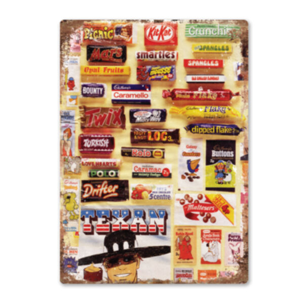 Retro 70s 80s chocolate sweets Metal Sign Thumbnail