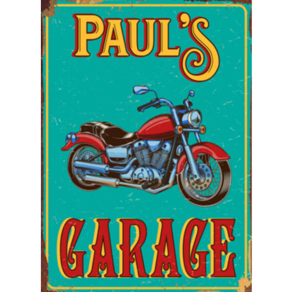 Personalised Motorbike Garage Metal Sign Thumbnail