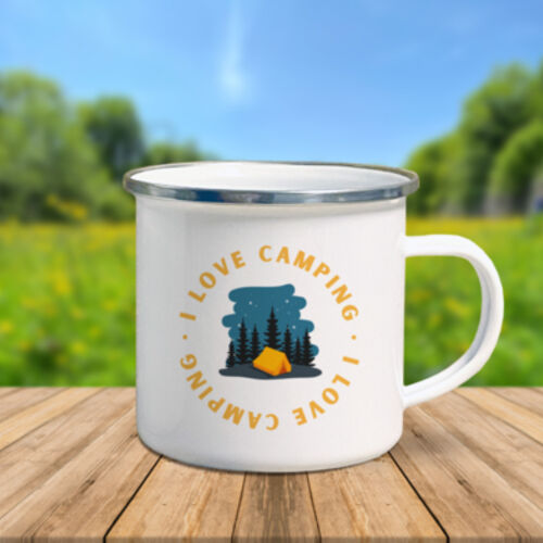 I Love Camping Enamel Mug Thumbnail