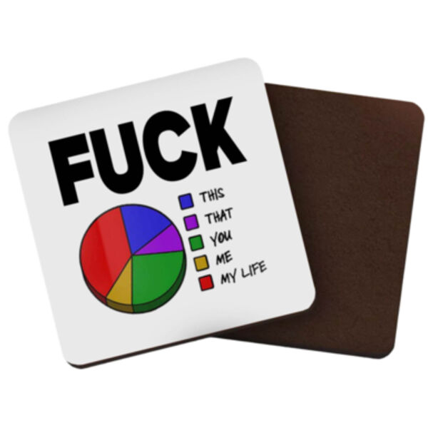 "Fuck This ThatYou Me My Life pie chart" Square Coaster  Thumbnail
