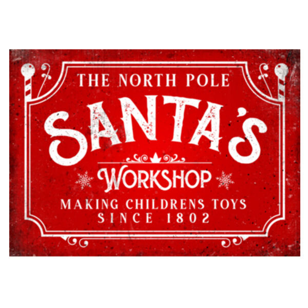 Santa's Workshop Red Metal Sign Thumbnail