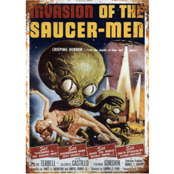 Retro Sci-Fi Film Poster Invasion of the Saucer Men Thumbnail